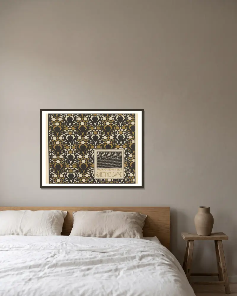Vorsatz Papier Sternblume (Star Flower Book End Paper) av Koloman Moser inramad på en vägg
