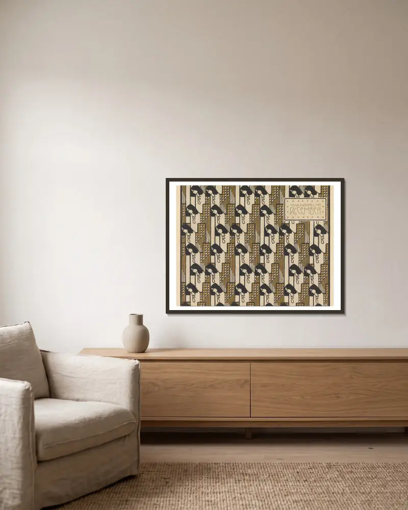 Wanddekor Dezember von Koloman Moser gerahmt an einer Wand