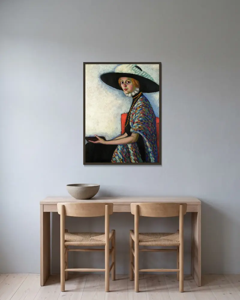 Porträt von Alide Asmus von Konrad Mägi gerahmt an einer Wand