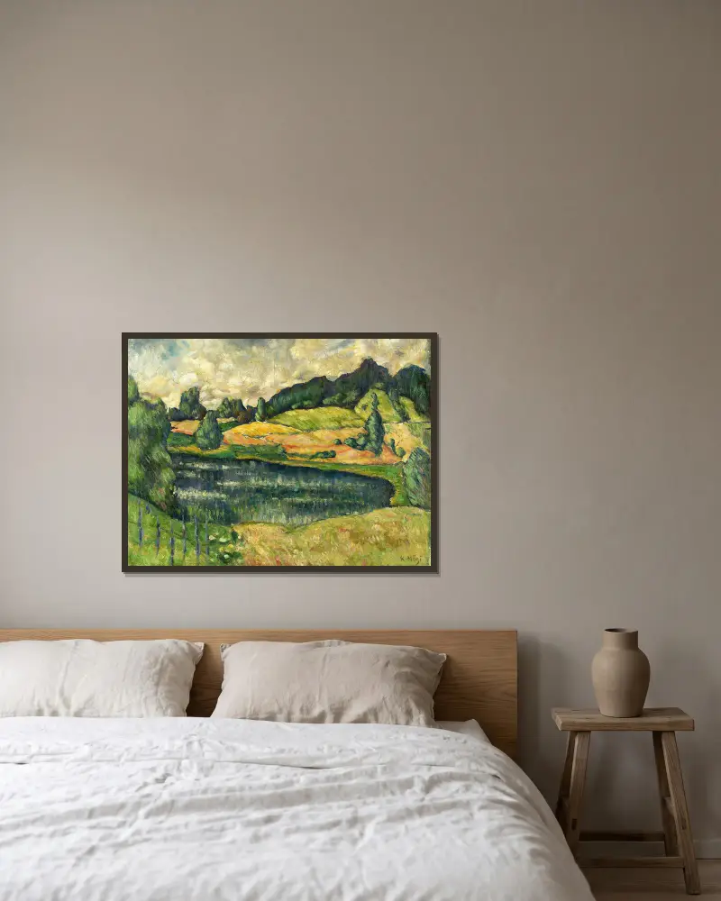 Landschaft aus Estland von Konrad Mägi gerahmt an einer Wand