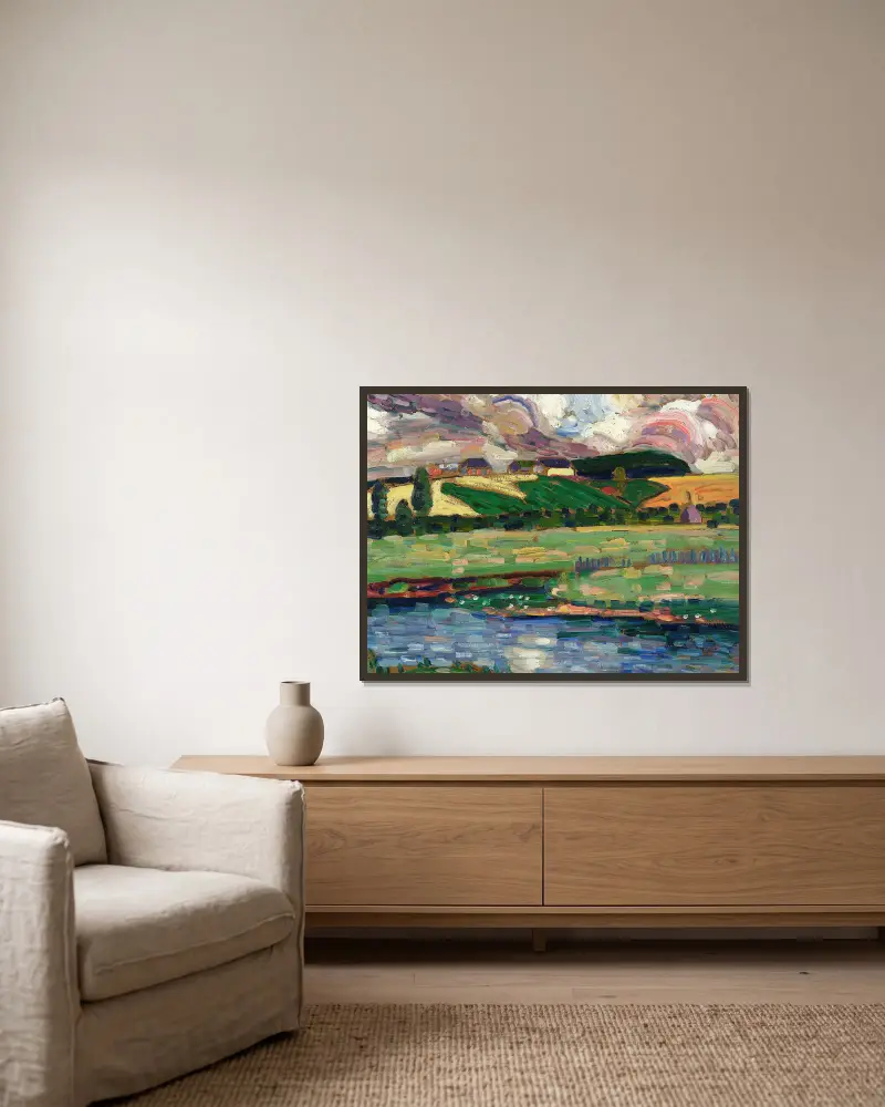 Landschaftsstudie von Konrad Mägi gerahmt an einer Wand