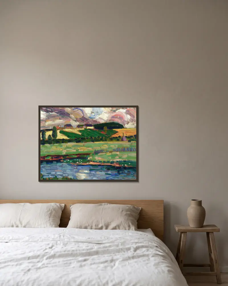 Landschaftsstudie von Konrad Mägi gerahmt an einer Wand