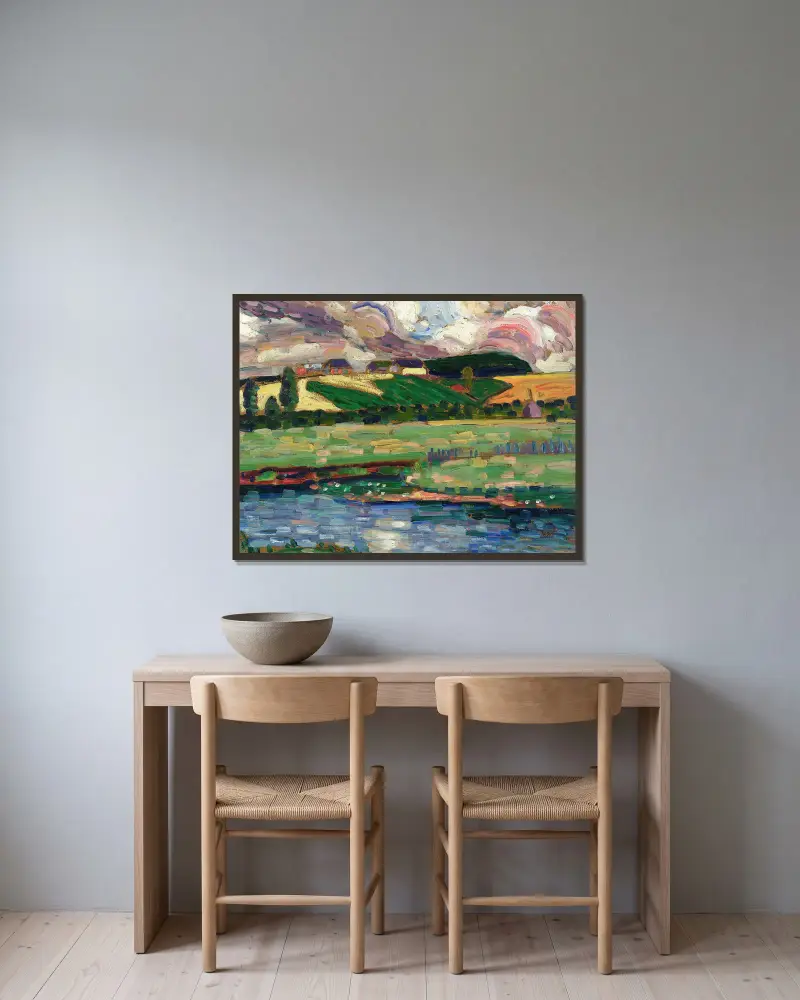 Landschaftsstudie von Konrad Mägi gerahmt an einer Wand