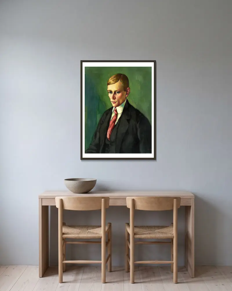 Portrait of a Man av Konrad Mägi inramad på en vägg