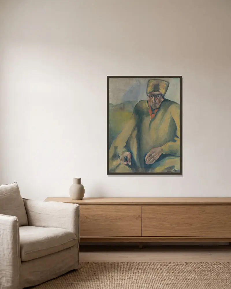 Agitator von Konštantín Bauer gerahmt an einer Wand