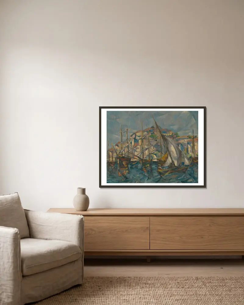 Dubrovník von Konštantín Bauer gerahmt an einer Wand