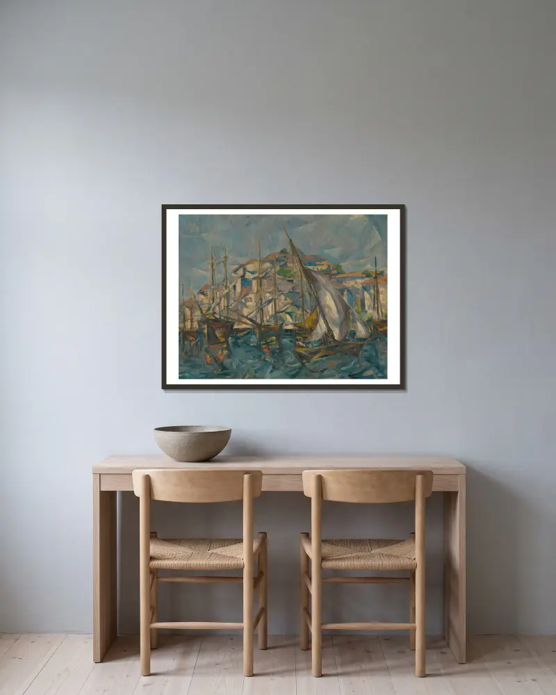 Dubrovník von Konštantín Bauer gerahmt an einer Wand