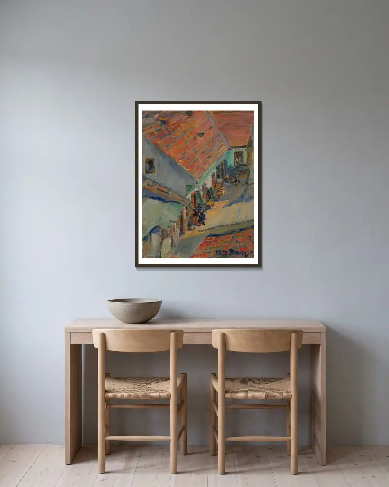 Framför huset av Konštantín Bauer inramad på en vägg