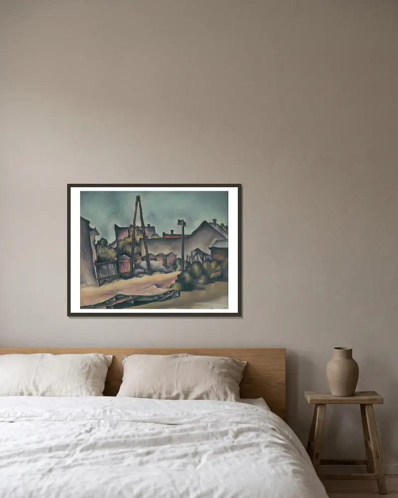 Am Rande von Košice von Konštantín Bauer gerahmt an einer Wand