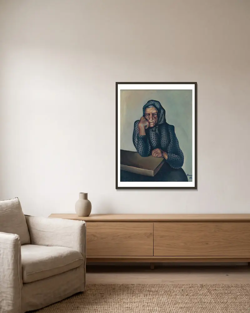Sorge von Konštantín Bauer gerahmt an einer Wand