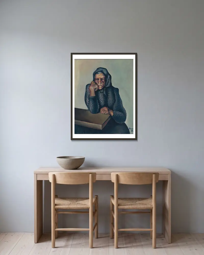 Sorge von Konštantín Bauer gerahmt an einer Wand