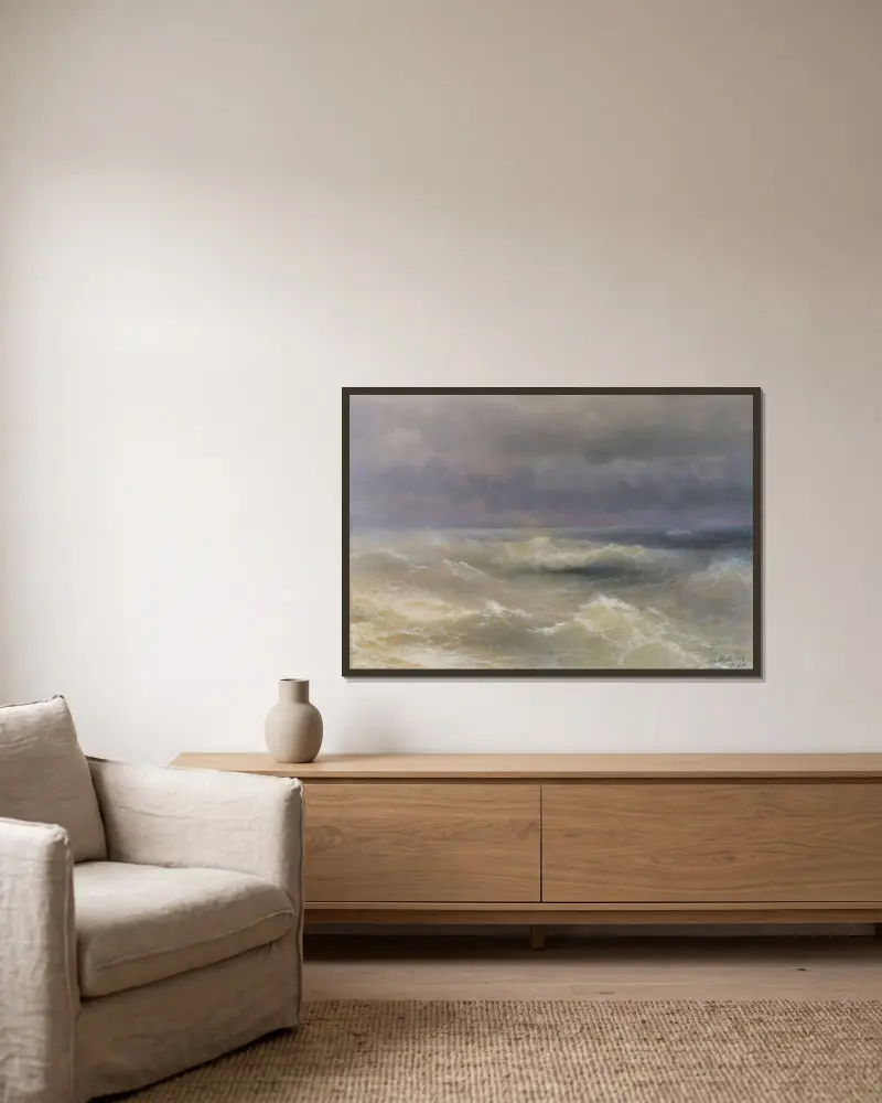 Schwere See von Ivan Konstantinovich Aivazovsky gerahmt an einer Wand