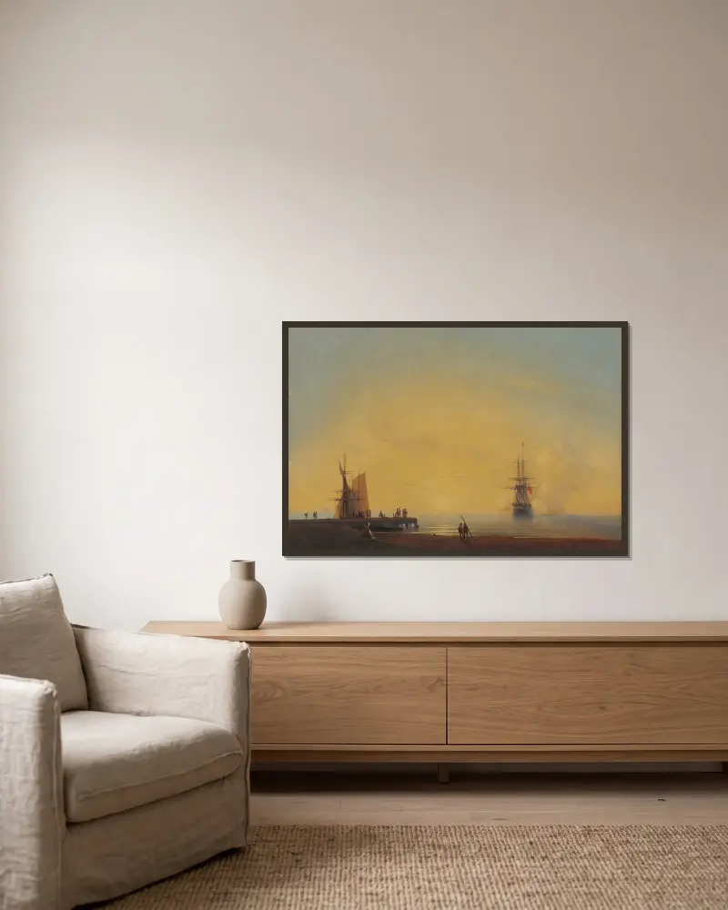 Auf den Reeden, Abend von Ivan Konstantinovich Aivazovsky gerahmt an einer Wand