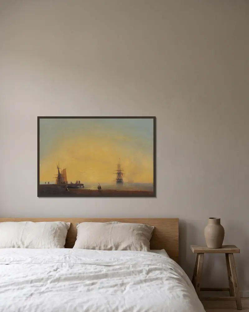 Auf den Reeden, Abend von Ivan Konstantinovich Aivazovsky gerahmt an einer Wand