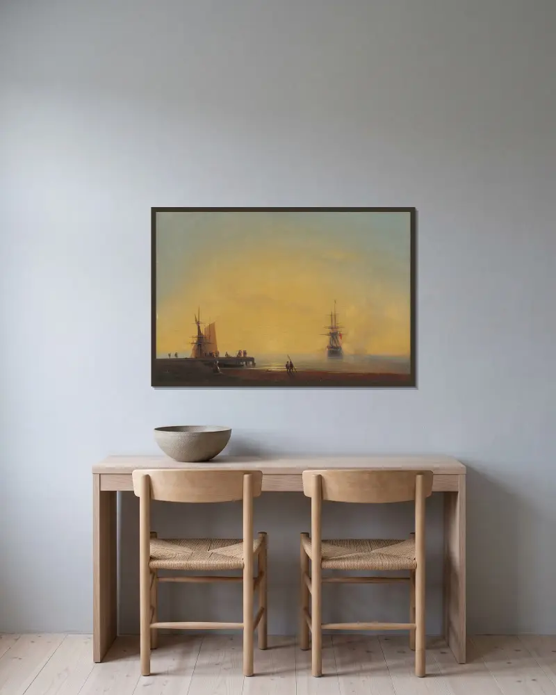 Auf den Reeden, Abend von Ivan Konstantinovich Aivazovsky gerahmt an einer Wand