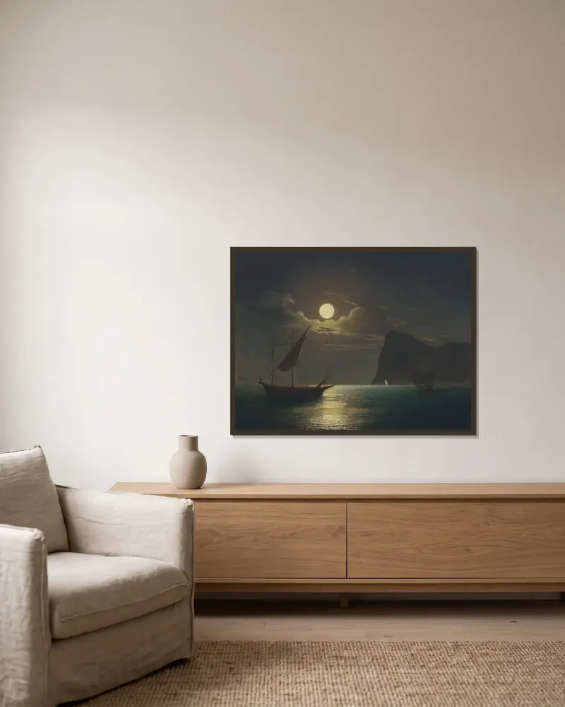 Moonlight – nr 1 av Ivan Konstantinovich Aivazovsky inramad på en vägg