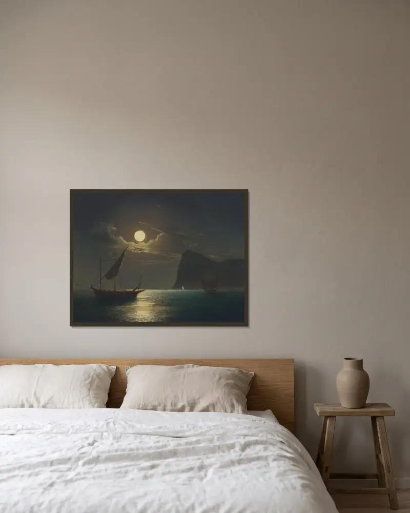 Moonlight – nr 1 av Ivan Konstantinovich Aivazovsky inramad på en vägg