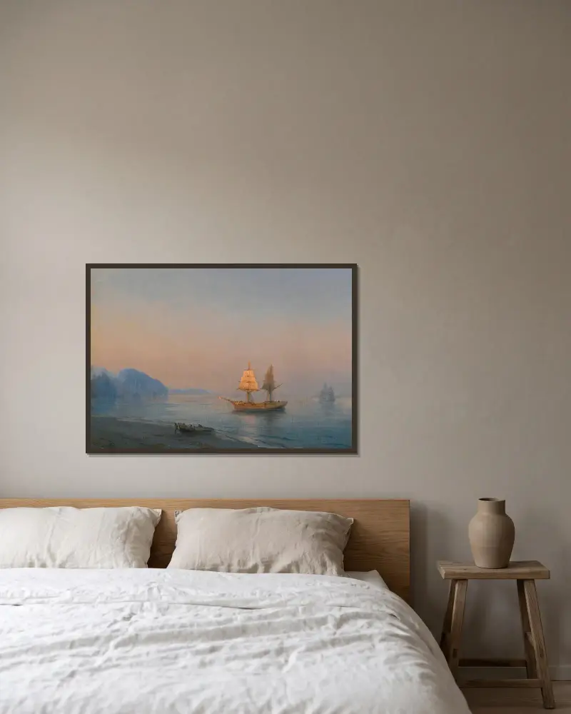 Morgon i Jalta av Ivan Konstantinovich Aivazovsky inramad på en vägg