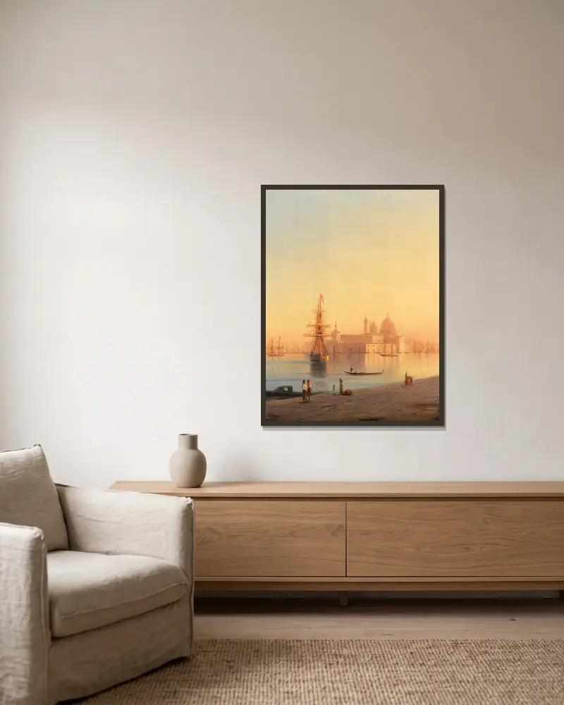 Punta della Dogana och Santa Maria della Salute, Venedig av Ivan Konstantinovich Aivazovsky inramad på en vägg