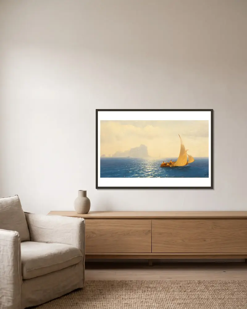 Segelbåt utanför Capris kust av Ivan Konstantinovich Aivazovsky inramad på en vägg