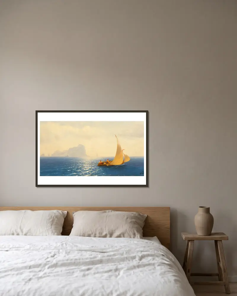 Segelbåt utanför Capris kust av Ivan Konstantinovich Aivazovsky inramad på en vägg