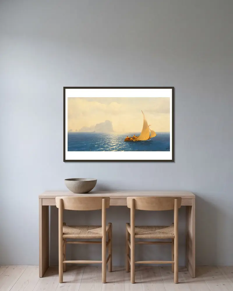 Segelbåt utanför Capris kust av Ivan Konstantinovich Aivazovsky inramad på en vägg