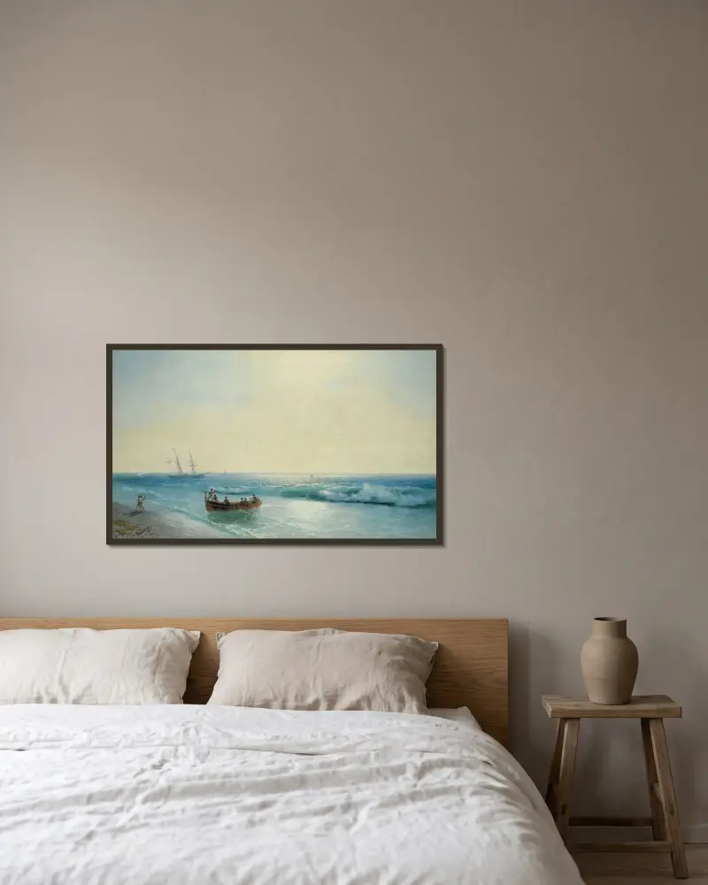 Marynarze schodzący na brzeg, Ivan Konstantinovich Aivazovsky w ramie na ścianie