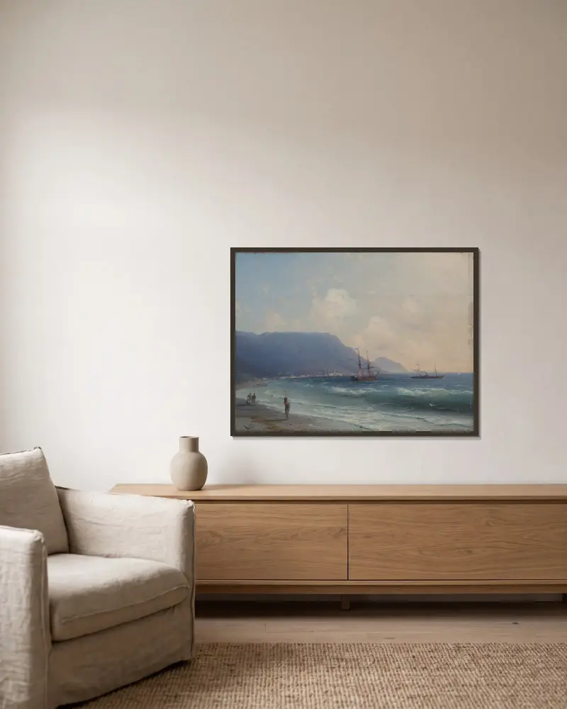 Seascape – nr 1 av Ivan Konstantinovich Aivazovsky inramad på en vägg