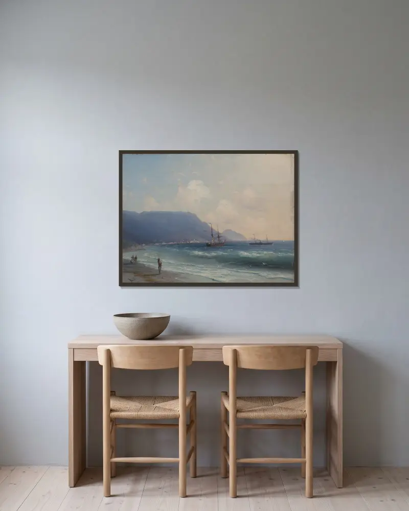 Seascape – nr 1 av Ivan Konstantinovich Aivazovsky inramad på en vägg