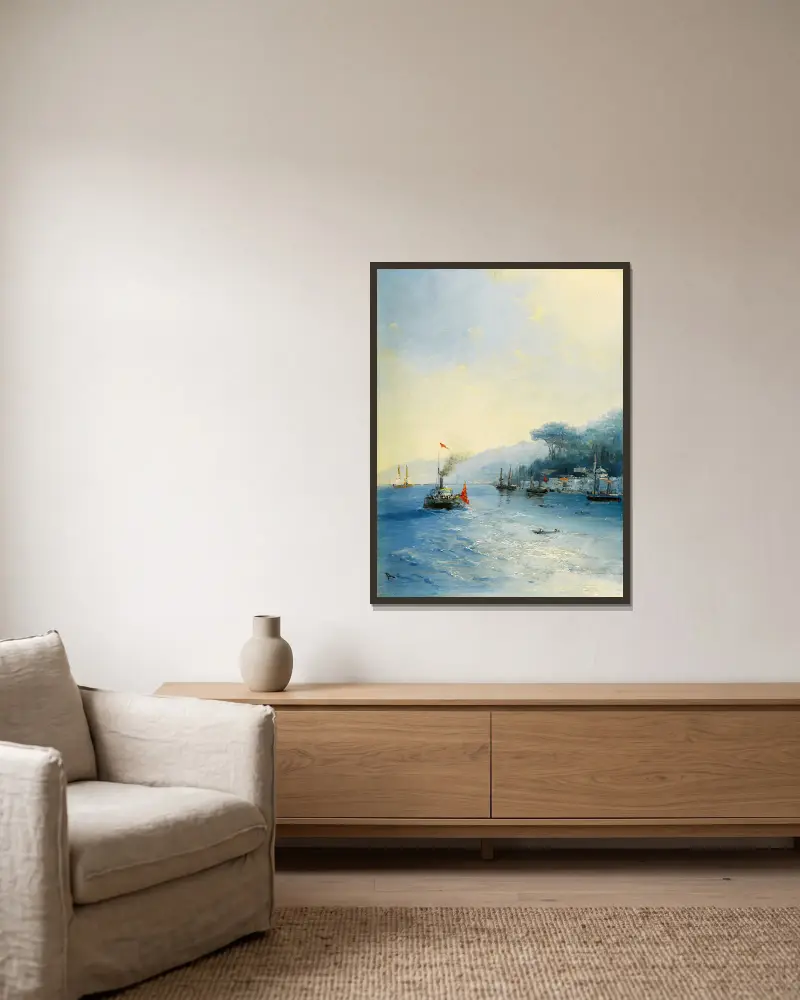 Sjöfart på Bosporen, Konstantinopel av Ivan Konstantinovich Aivazovsky inramad på en vägg