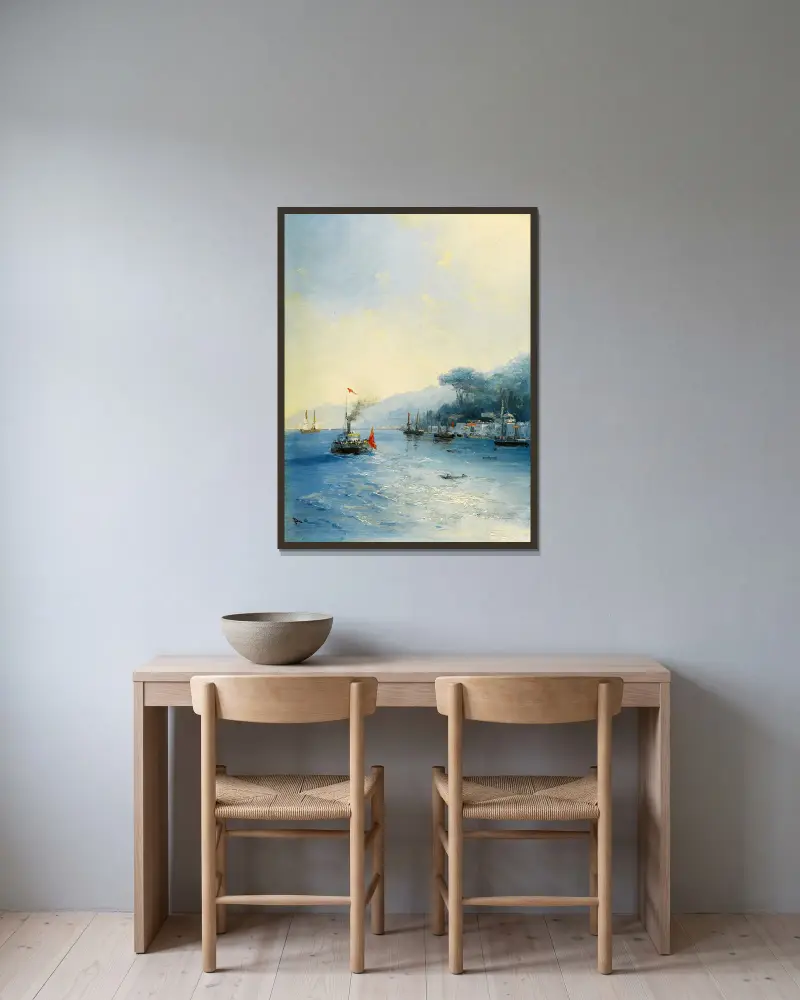 Sjöfart på Bosporen, Konstantinopel av Ivan Konstantinovich Aivazovsky inramad på en vägg