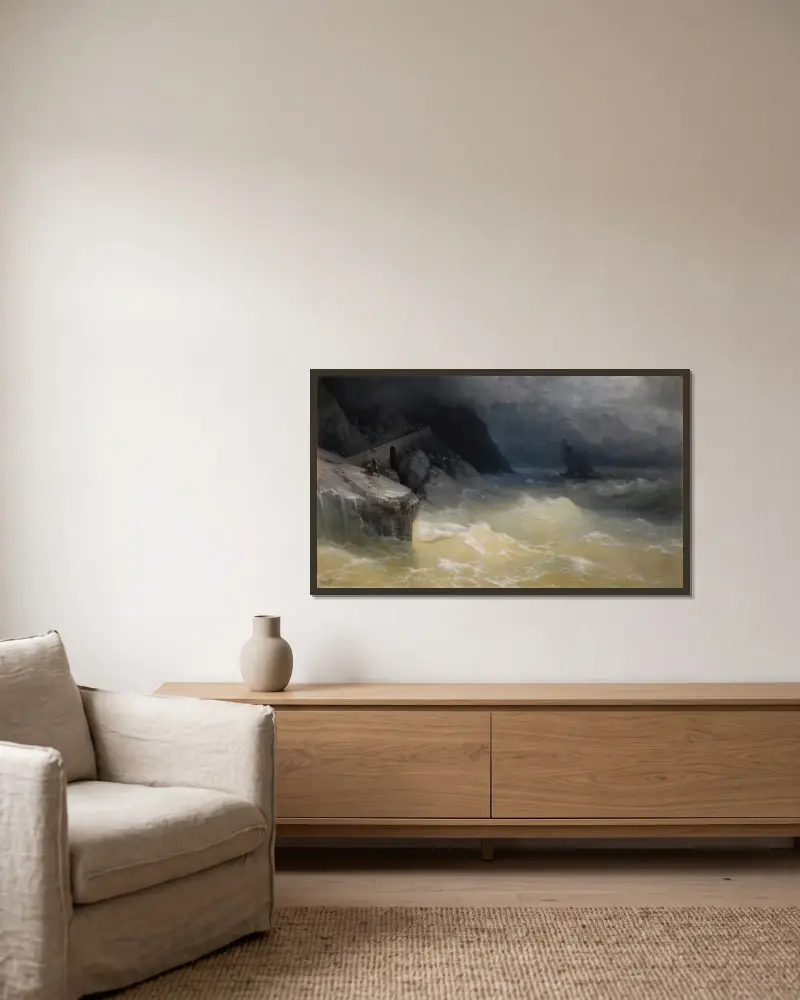 Schiffbruch an der Küste des Schwarzen Meeres von Ivan Konstantinovich Aivazovsky gerahmt an einer Wand