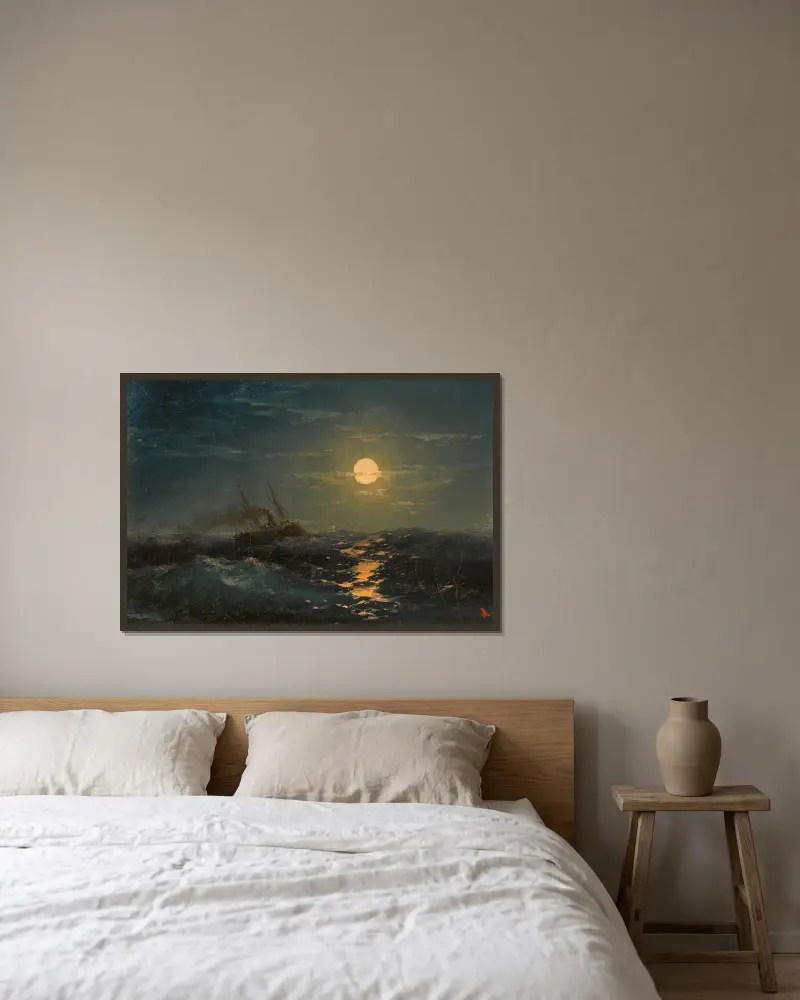 Dampfschiff in einer mondhellen Nacht von Ivan Konstantinovich Aivazovsky gerahmt an einer Wand