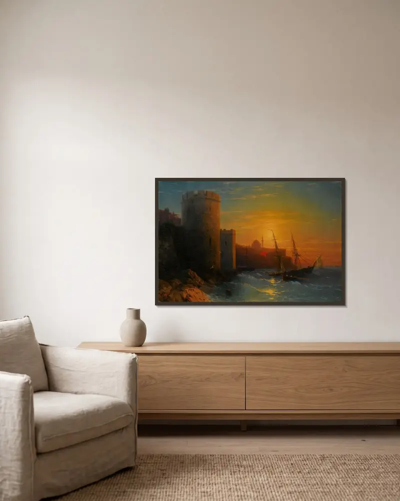 Sunset over Constantinople av Ivan Konstantinovich Aivazovsky inramad på en vägg