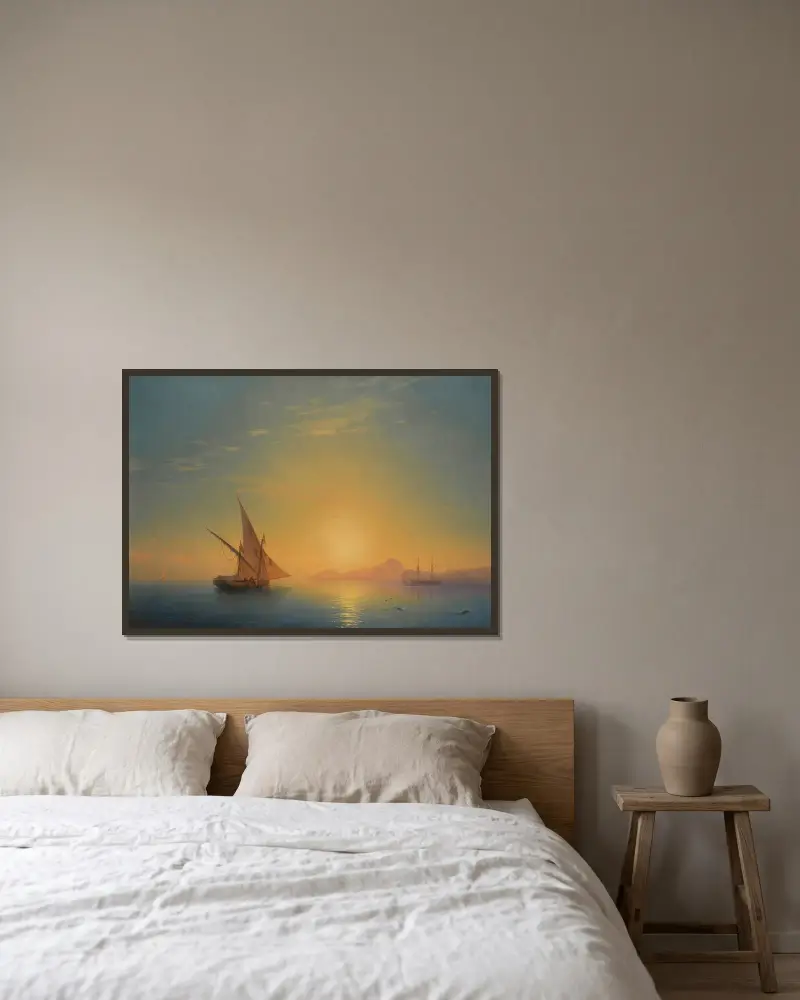 Sonnenuntergang über Ischia von Ivan Konstantinovich Aivazovsky gerahmt an einer Wand