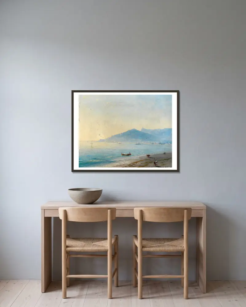 Jaltabukten med bergen Magobi och Ai-Petri av Ivan Konstantinovich Aivazovsky inramad på en vägg