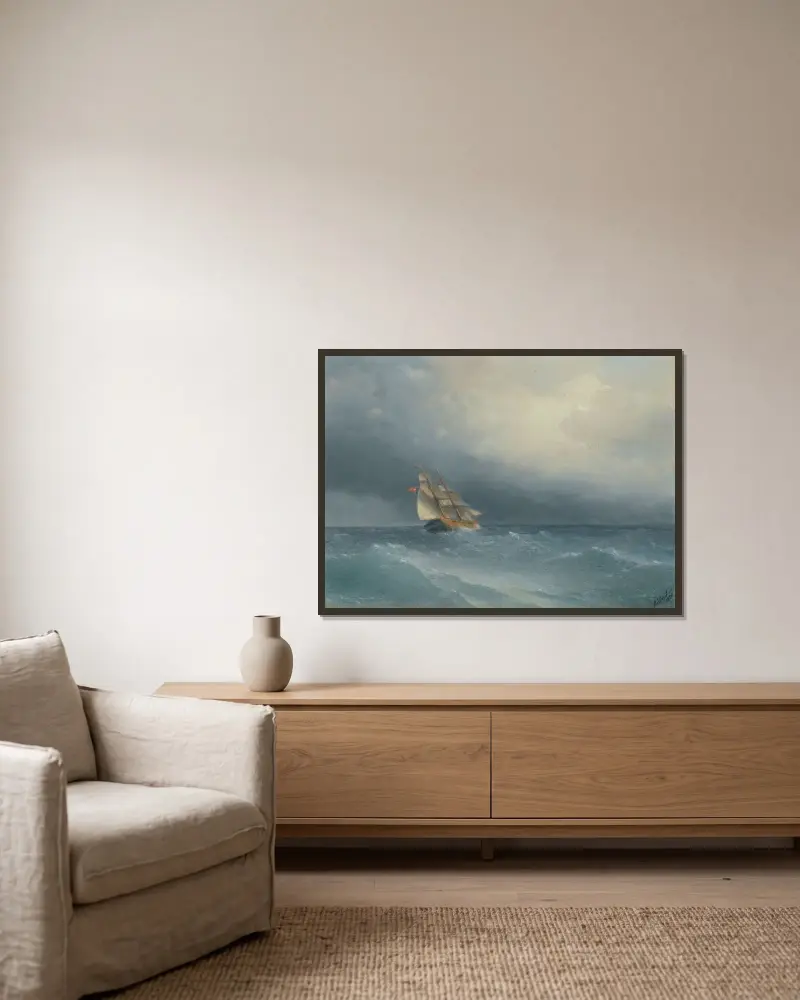 Zvedající se bouře, Ivan Konstantinovich Aivazovsky v rámu na stěně