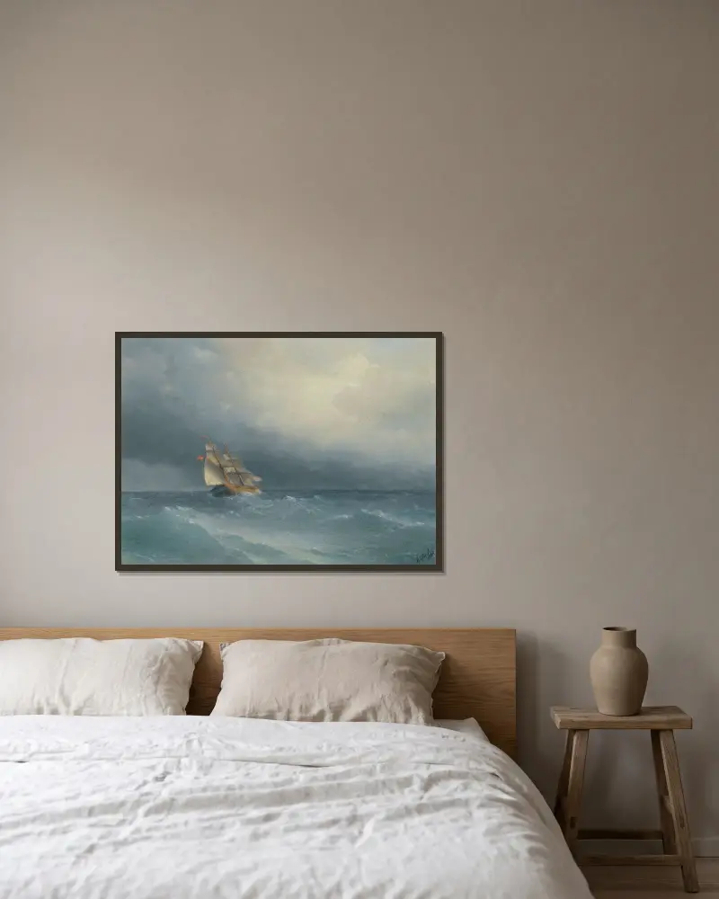 Zvedající se bouře, Ivan Konstantinovich Aivazovsky v rámu na stěně