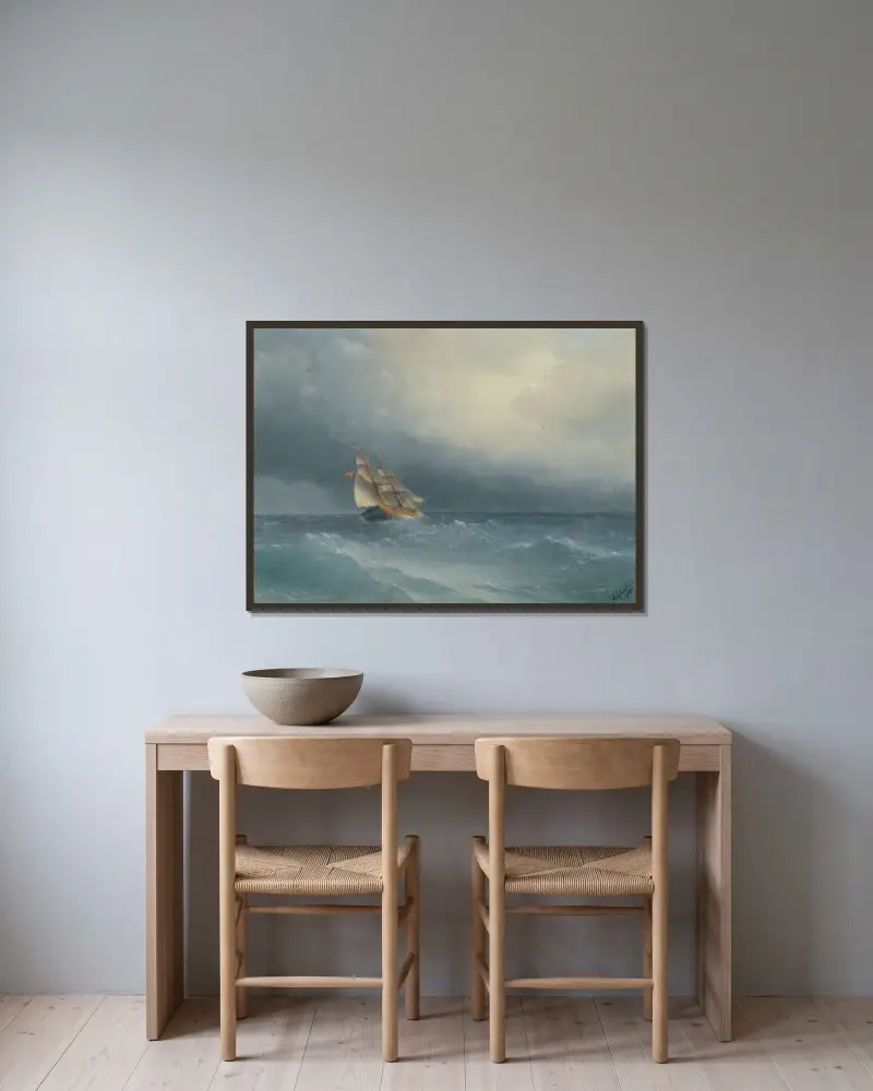 Zvedající se bouře, Ivan Konstantinovich Aivazovsky v rámu na stěně