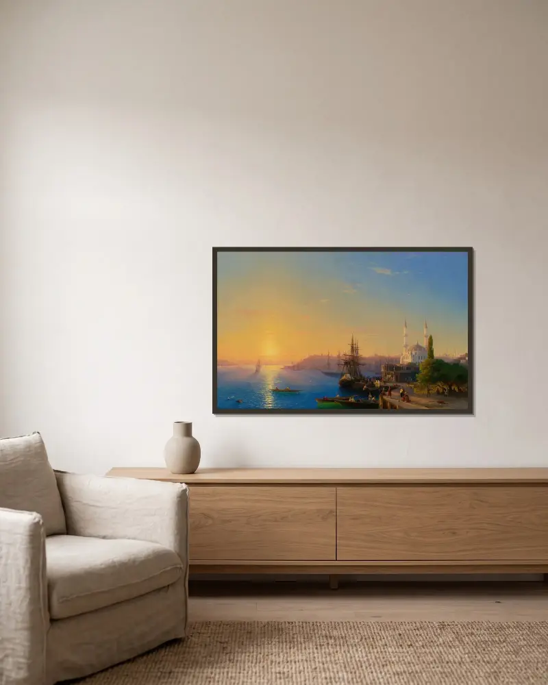 Vy över Konstantinopel och Bosporen av Ivan Konstantinovich Aivazovsky inramad på en vägg