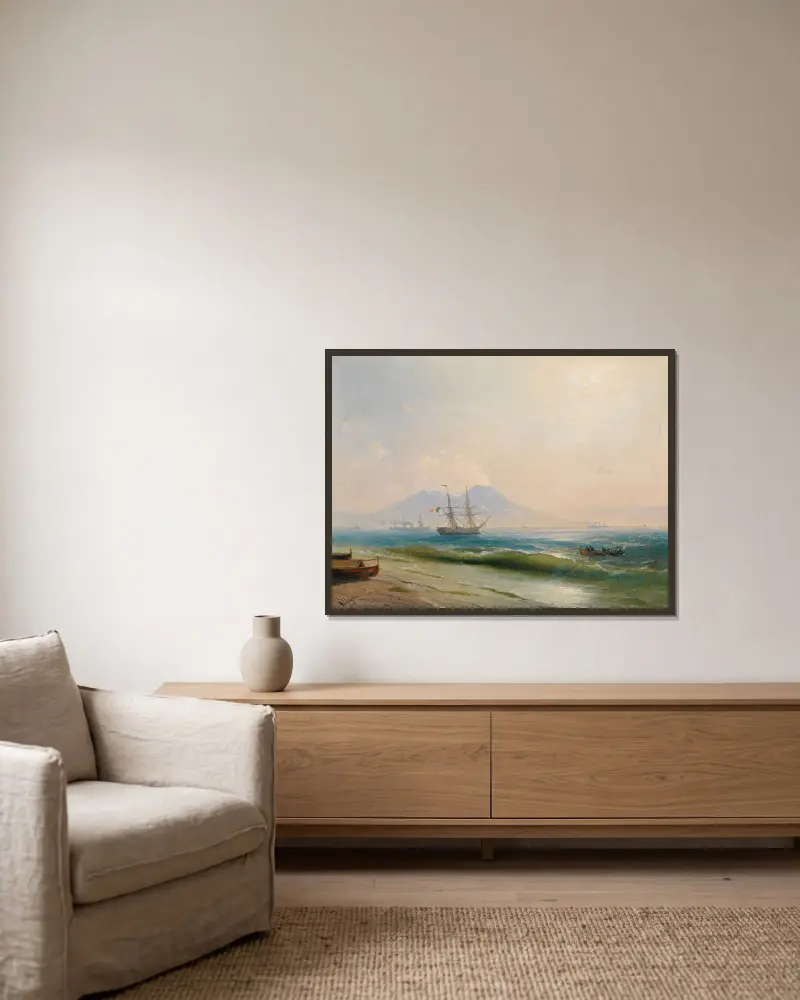 Vy över Vesuvius av Ivan Konstantinovich Aivazovsky inramad på en vägg