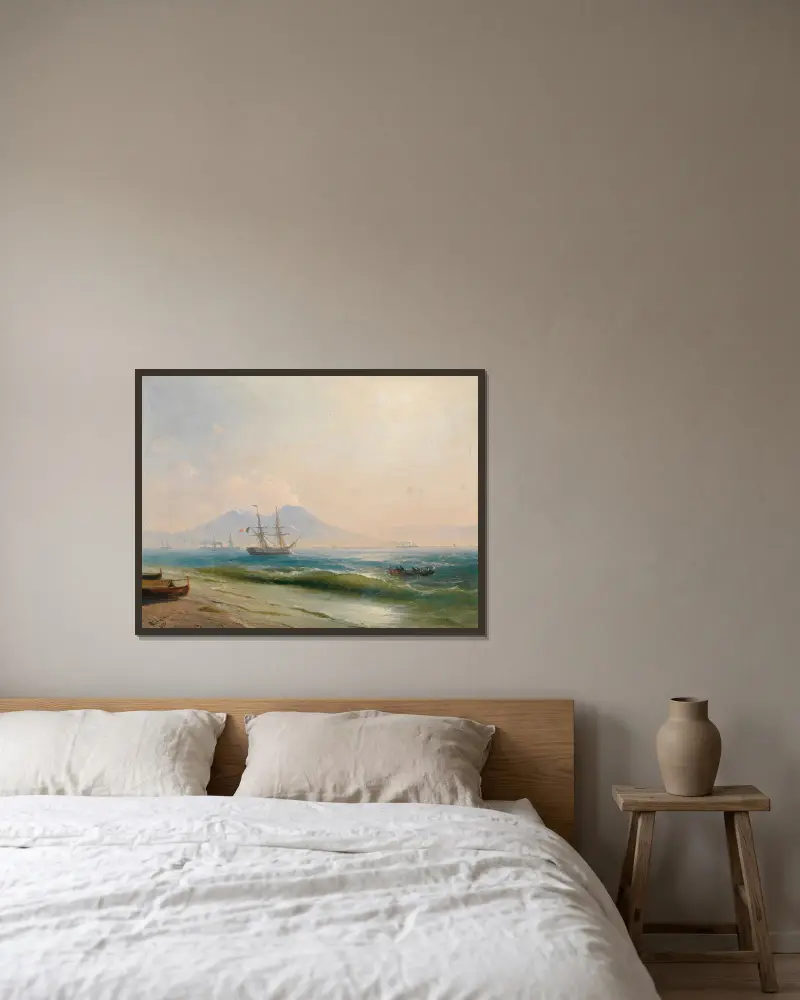 Vy över Vesuvius av Ivan Konstantinovich Aivazovsky inramad på en vägg