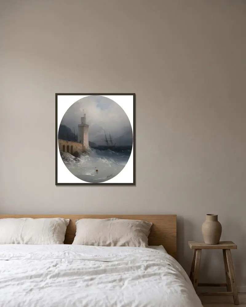 Vy över Amalfikusten av Ivan Konstantinovich Aivazovsky inramad på en vägg
