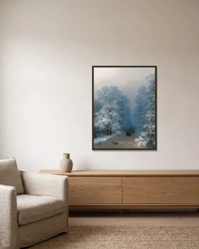 Winter Landscape av Ivan Konstantinovich Aivazovsky inramad på en vägg