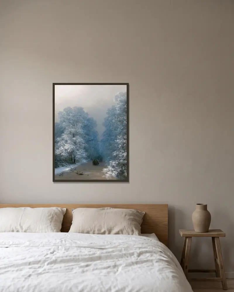 Winter Landscape av Ivan Konstantinovich Aivazovsky inramad på en vägg