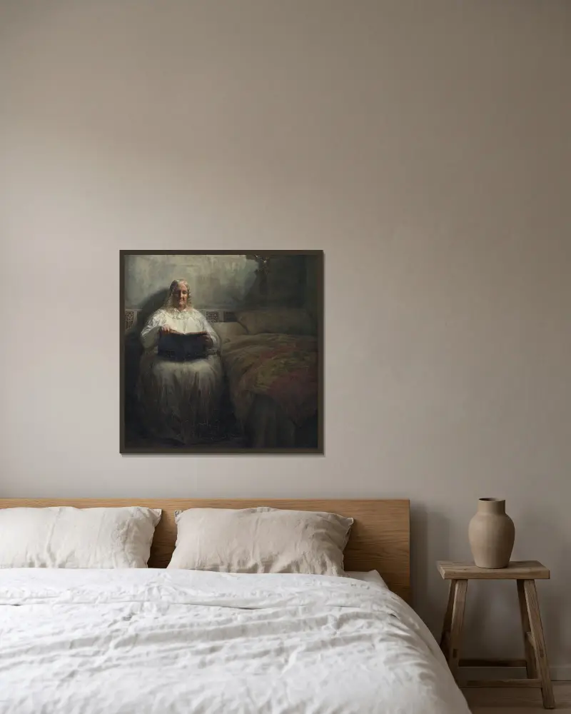 Leonora Christina i Maribo kloster av Kristian Zahrtmann inramad på en vägg