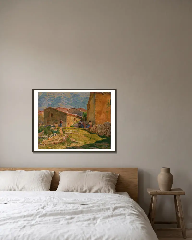 Sonnenmorgen in Civita d'Antino von Kristian Zahrtmann gerahmt an einer Wand