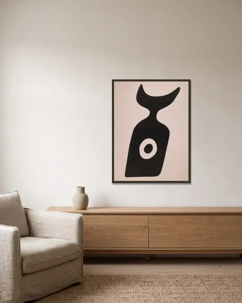 Die Nabelflasche av Kurt Schwitters inramad på en vägg