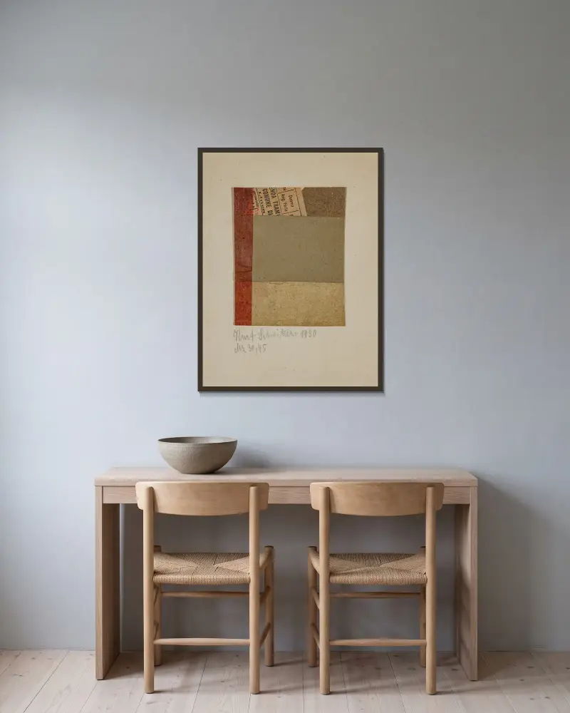 Mz 30, 45 von Kurt Schwitters gerahmt an einer Wand