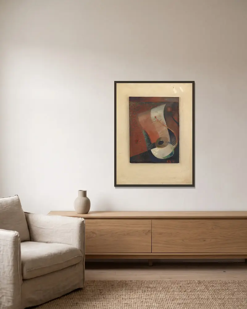 Martwa natura z grosikiem, Kurt Schwitters w ramie na ścianie